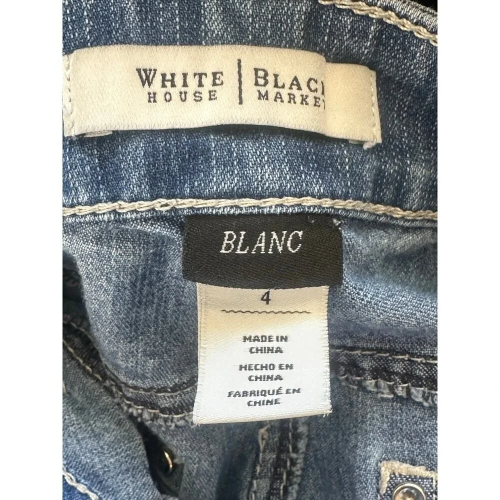 White House Black Market Blanc Ankle Skinny Jeans Medium Wash Blue Size 4 Zipper